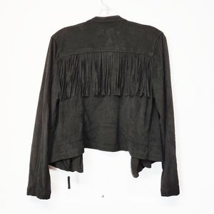 Jolt Black Faux Suede Fringe Moto Style Jacket